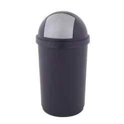 Afvalbak Met Pushdeksel Blauw/Zilver (45 liter)