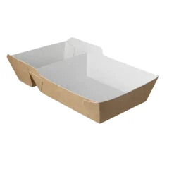 Frietbakje A23 kraft/wit BIO (A7+saus)(400 stuks)