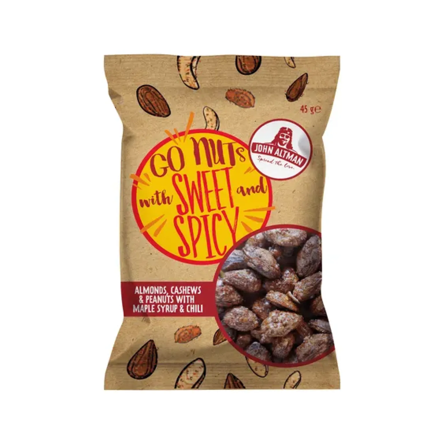 John Altman Mixed Nuts Maple Syrup Chilli Zakje (12x45gr)