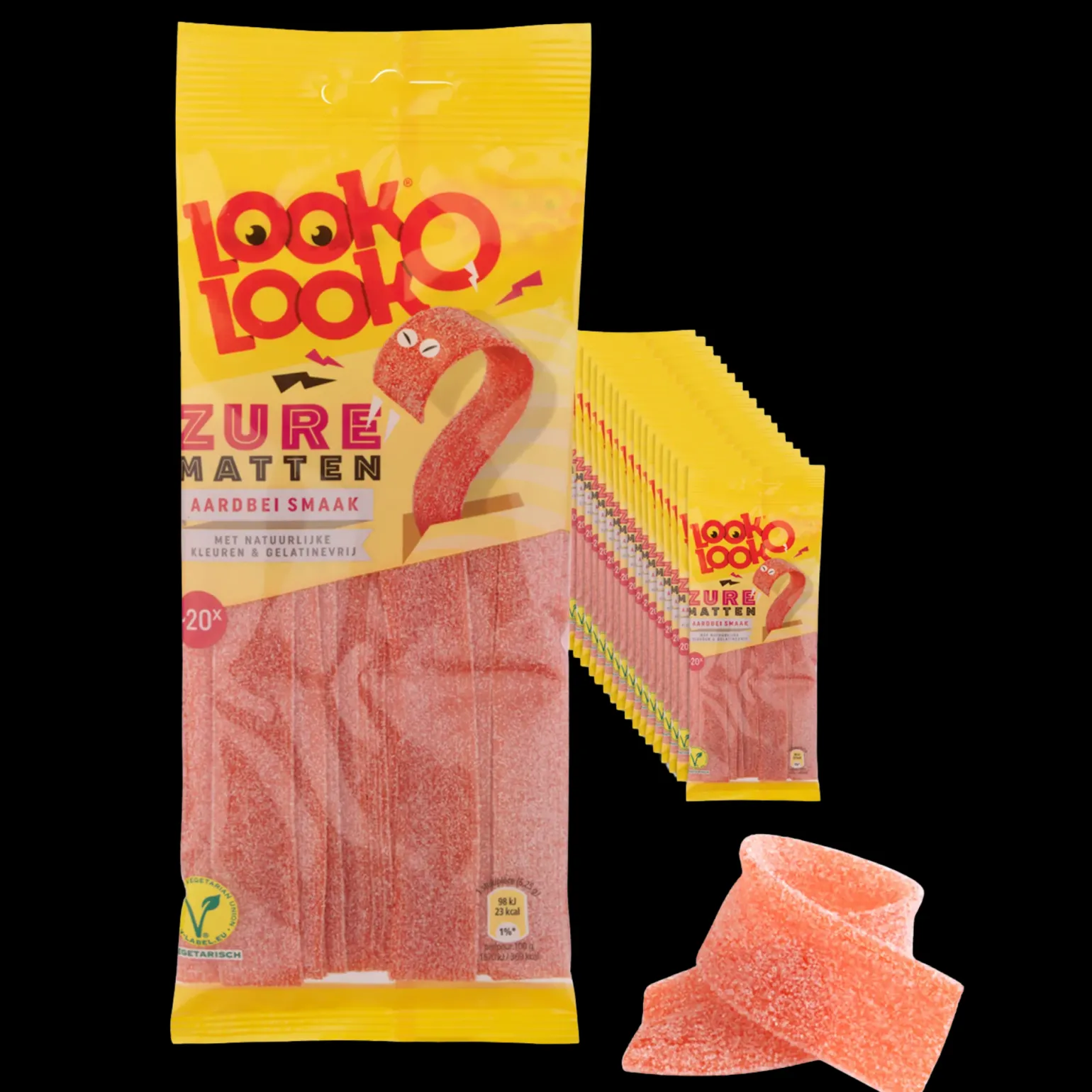 Look-O-Look Zure Matten Aardbei (18x125gr)